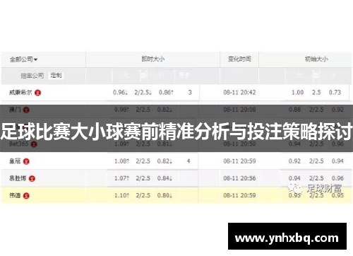 足球比赛大小球赛前精准分析与投注策略探讨